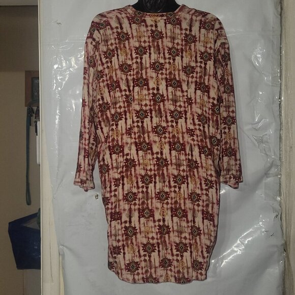 ICEBERG FEMME Boho Tunic Top Aztec Print designer Button Up‎ Shirt plus size 4X - Picture 5 of 6
